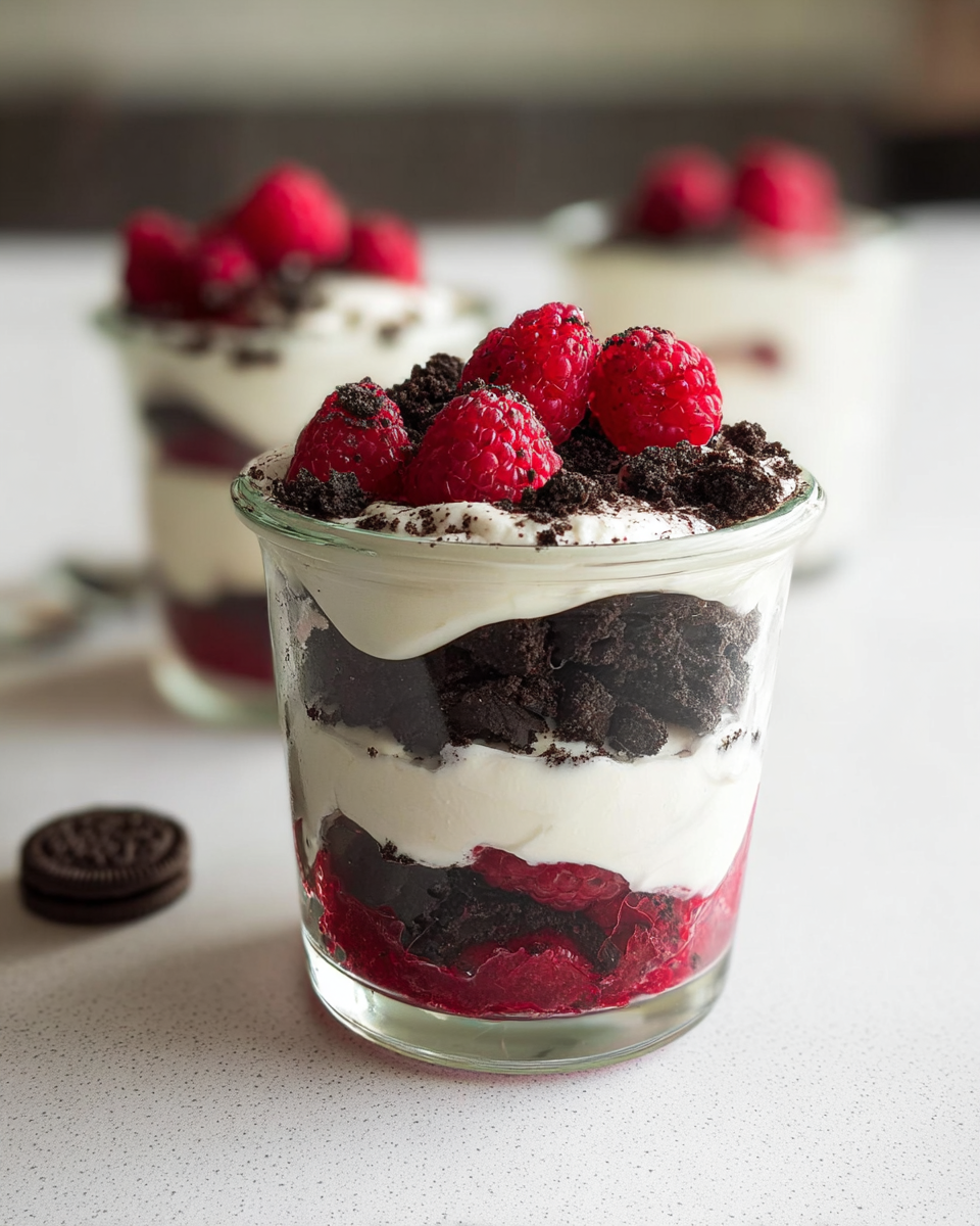 Himbeer Oreo Schichtdessert im Glas