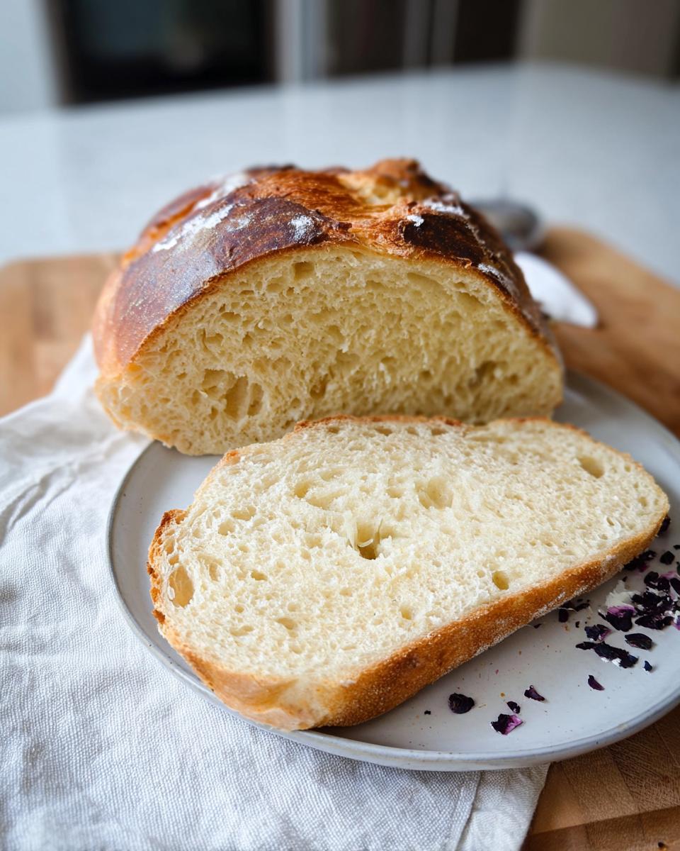 Aufgeschnittenes Dinkelbrot im Kasten mit lockerer Krume auf einem Teller.