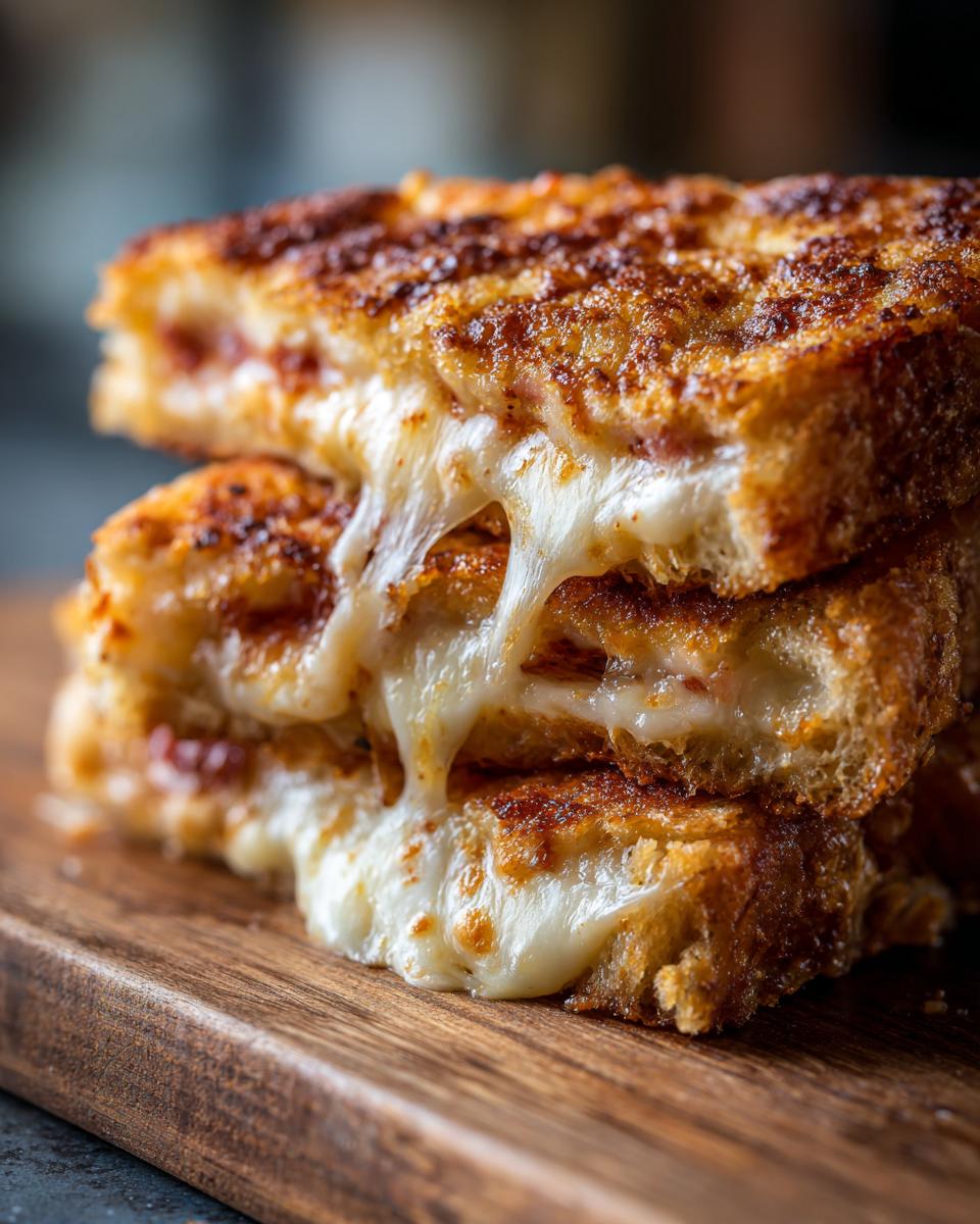Gestapelte Stücke Tortilla-Knoblauchbrot aus dem Ofen mit reichlich geschmolzenem Käse.